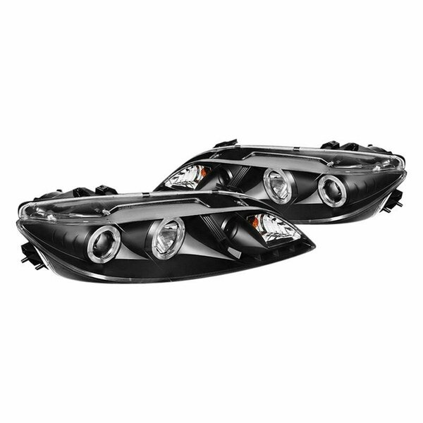 Whole-In-One LED Halo Fog Lights Projector Headlights for 2003-2005 Mazda 6 - DRL Black WH3845488